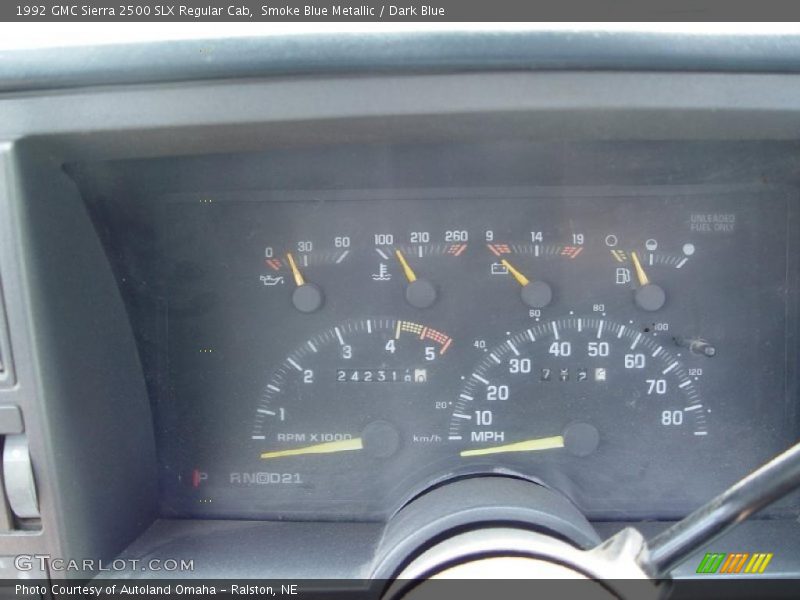 Smoke Blue Metallic / Dark Blue 1992 GMC Sierra 2500 SLX Regular Cab