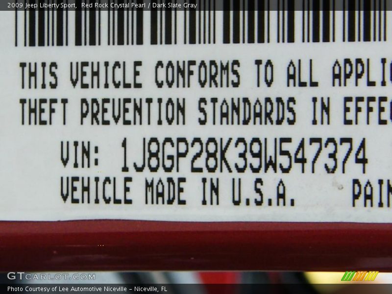 Red Rock Crystal Pearl / Dark Slate Gray 2009 Jeep Liberty Sport