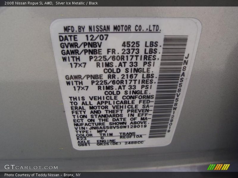 Silver Ice Metallic / Black 2008 Nissan Rogue SL AWD