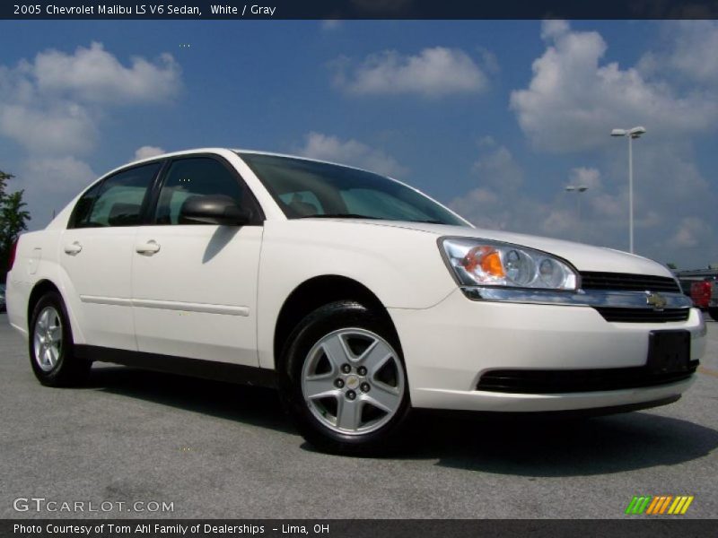 White / Gray 2005 Chevrolet Malibu LS V6 Sedan