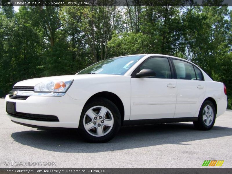 White / Gray 2005 Chevrolet Malibu LS V6 Sedan