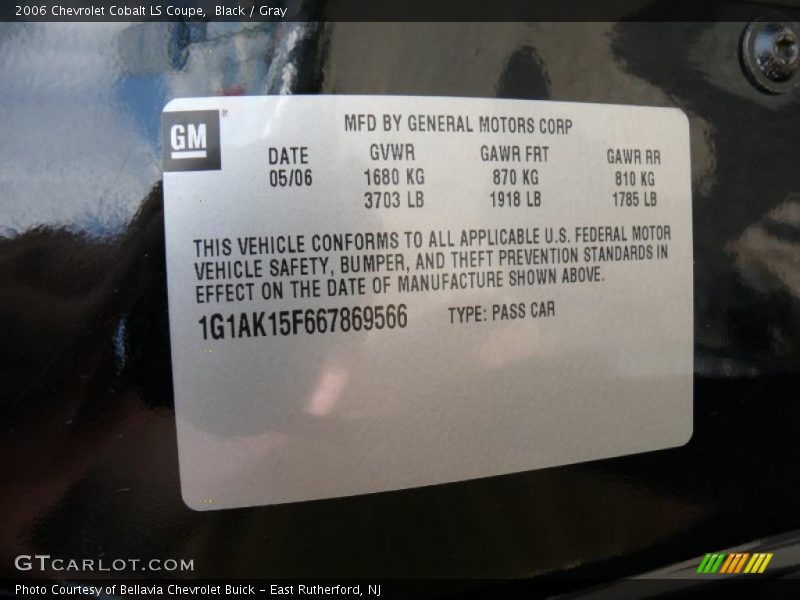 Black / Gray 2006 Chevrolet Cobalt LS Coupe