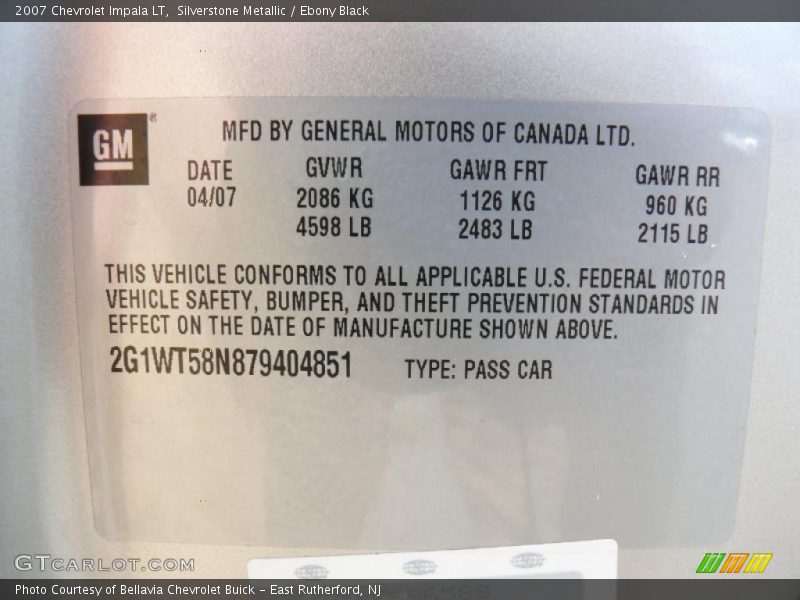 Silverstone Metallic / Ebony Black 2007 Chevrolet Impala LT