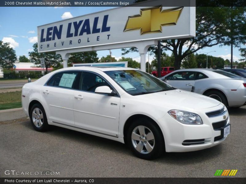 White / Cocoa/Cashmere Beige 2008 Chevrolet Malibu Hybrid Sedan