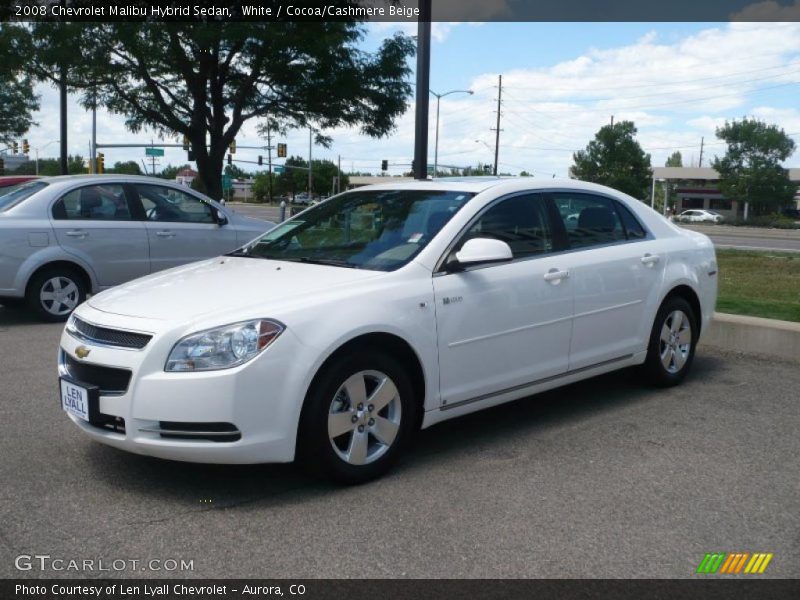 White / Cocoa/Cashmere Beige 2008 Chevrolet Malibu Hybrid Sedan