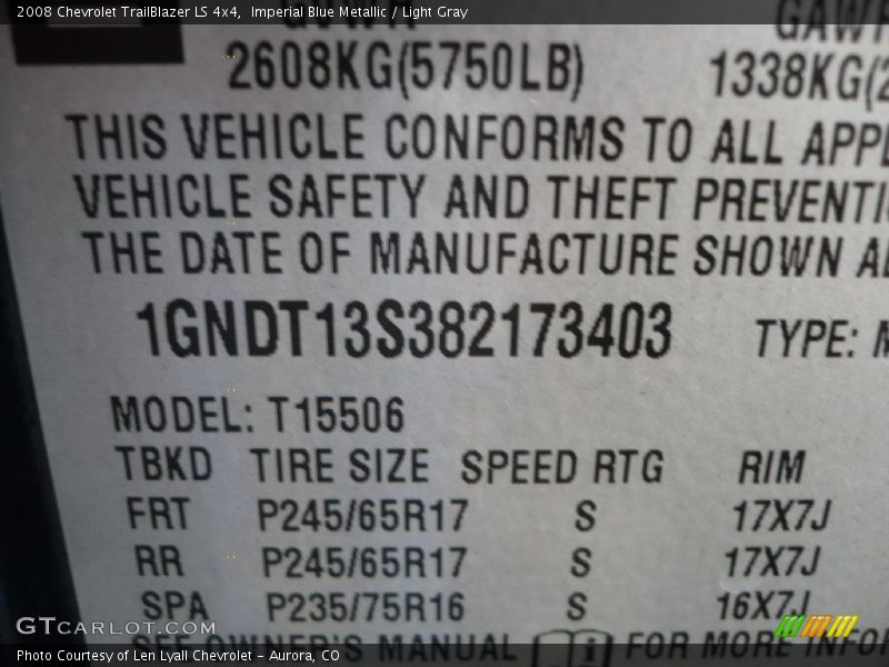 Imperial Blue Metallic / Light Gray 2008 Chevrolet TrailBlazer LS 4x4
