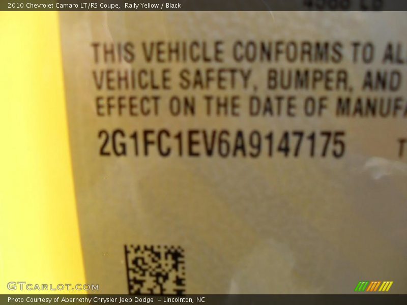 Rally Yellow / Black 2010 Chevrolet Camaro LT/RS Coupe