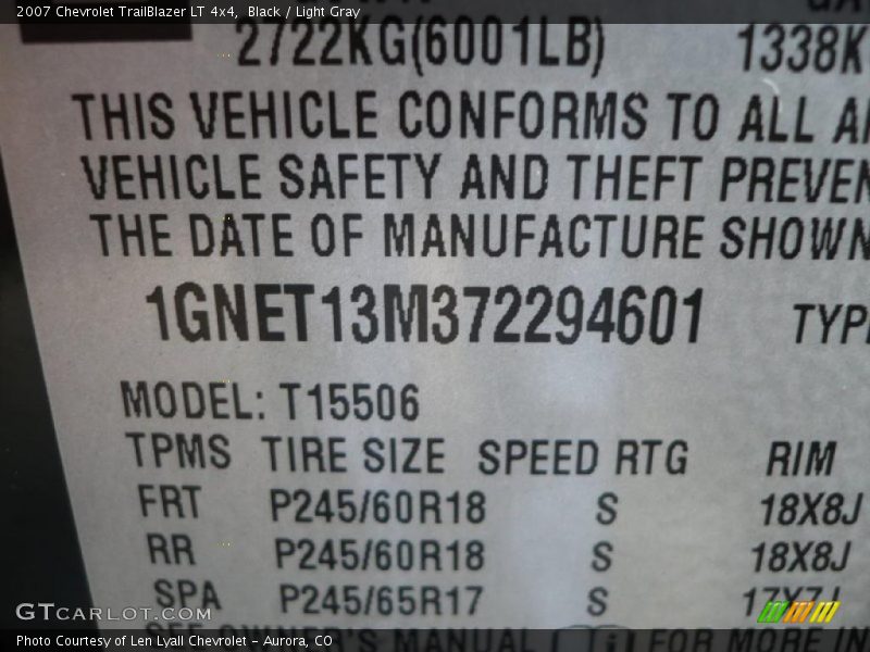 Black / Light Gray 2007 Chevrolet TrailBlazer LT 4x4
