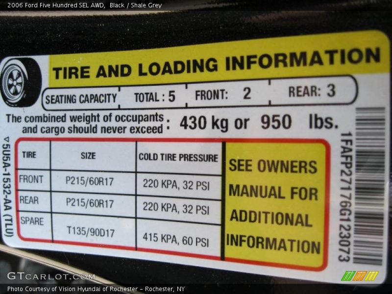 Black / Shale Grey 2006 Ford Five Hundred SEL AWD