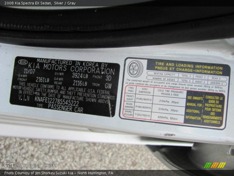 Silver / Gray 2008 Kia Spectra EX Sedan