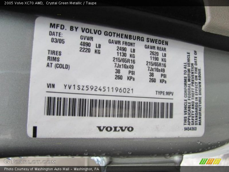 Crystal Green Metallic / Taupe 2005 Volvo XC70 AWD