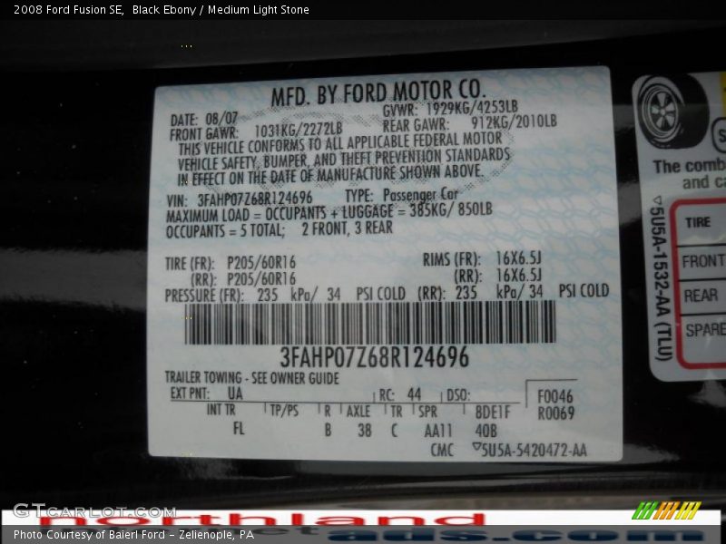 Black Ebony / Medium Light Stone 2008 Ford Fusion SE