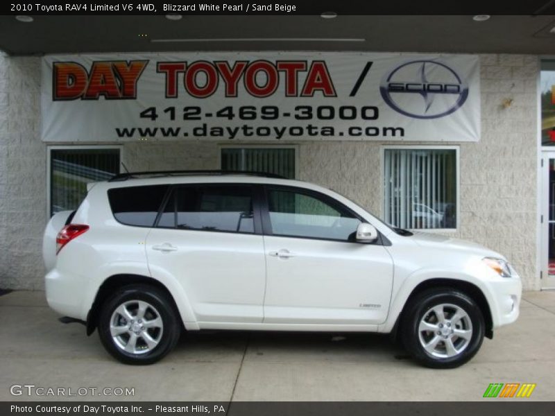 Blizzard White Pearl / Sand Beige 2010 Toyota RAV4 Limited V6 4WD