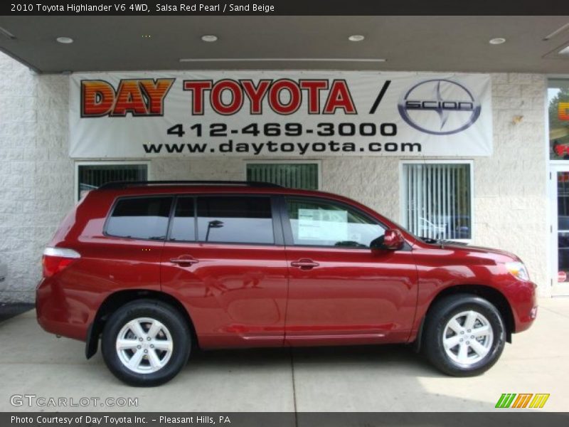 Salsa Red Pearl / Sand Beige 2010 Toyota Highlander V6 4WD
