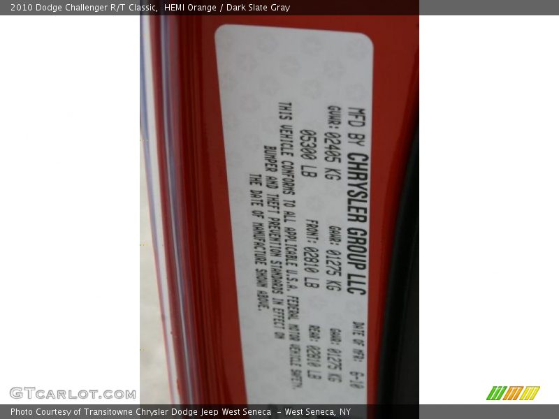 HEMI Orange / Dark Slate Gray 2010 Dodge Challenger R/T Classic