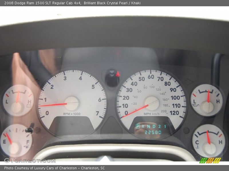 Brilliant Black Crystal Pearl / Khaki 2008 Dodge Ram 1500 SLT Regular Cab 4x4