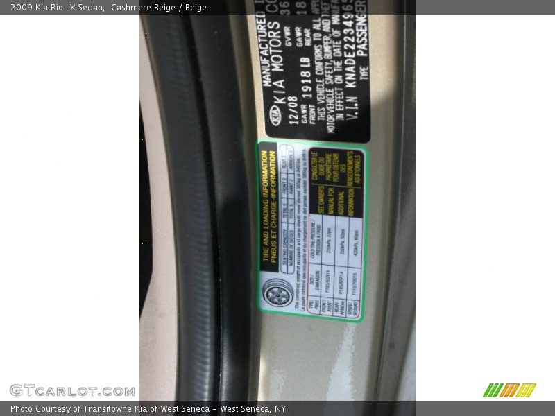 Cashmere Beige / Beige 2009 Kia Rio LX Sedan