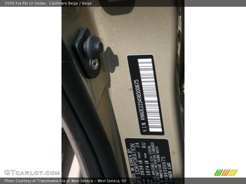 Cashmere Beige / Beige 2009 Kia Rio LX Sedan