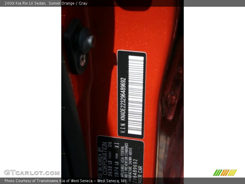 Sunset Orange / Gray 2009 Kia Rio LX Sedan