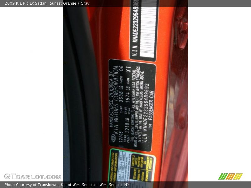 Sunset Orange / Gray 2009 Kia Rio LX Sedan