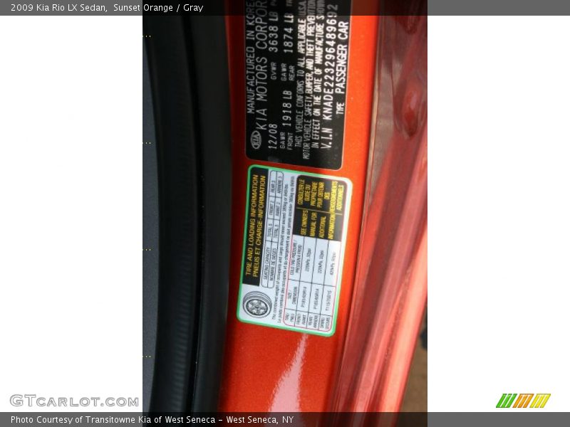 Sunset Orange / Gray 2009 Kia Rio LX Sedan