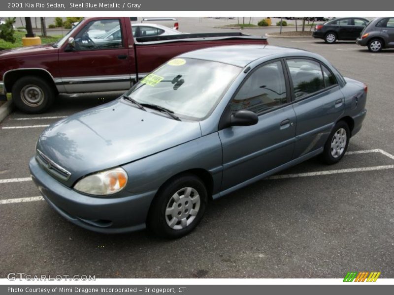 Steel Blue Metallic / Gray 2001 Kia Rio Sedan