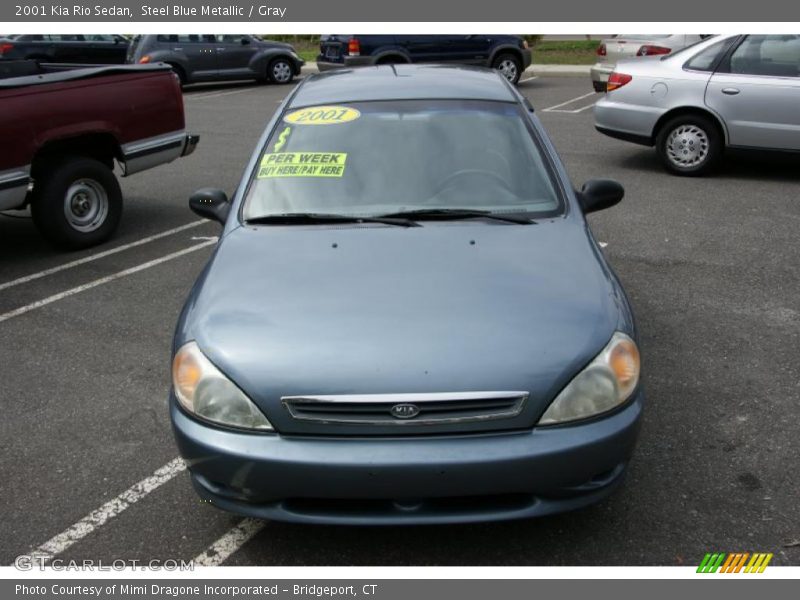 Steel Blue Metallic / Gray 2001 Kia Rio Sedan