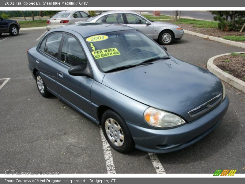 Steel Blue Metallic / Gray 2001 Kia Rio Sedan