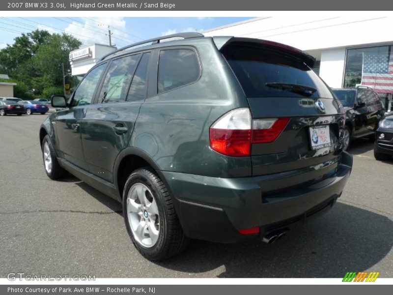 Highland Green Metallic / Sand Beige 2007 BMW X3 3.0si