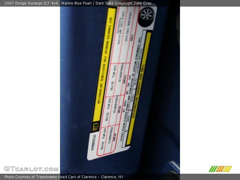 Marine Blue Pearl / Dark Slate Gray/Light Slate Gray 2007 Dodge Durango SLT 4x4
