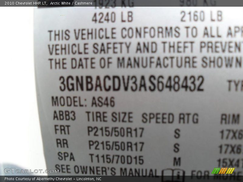 Arctic White / Cashmere 2010 Chevrolet HHR LT