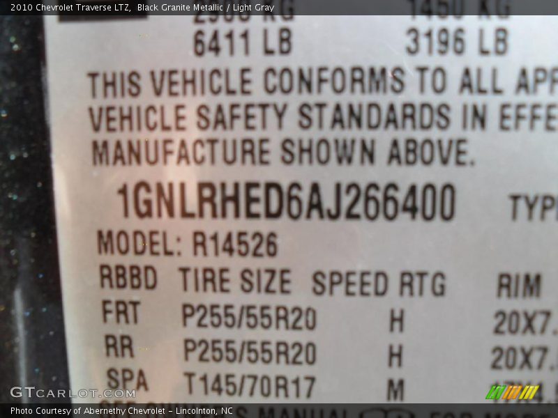 Black Granite Metallic / Light Gray 2010 Chevrolet Traverse LTZ