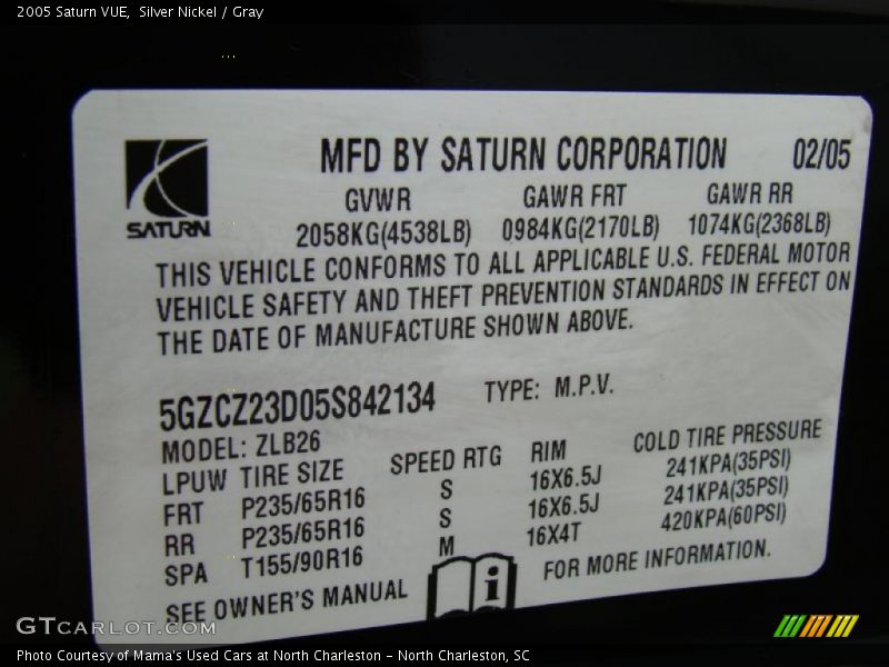 Silver Nickel / Gray 2005 Saturn VUE