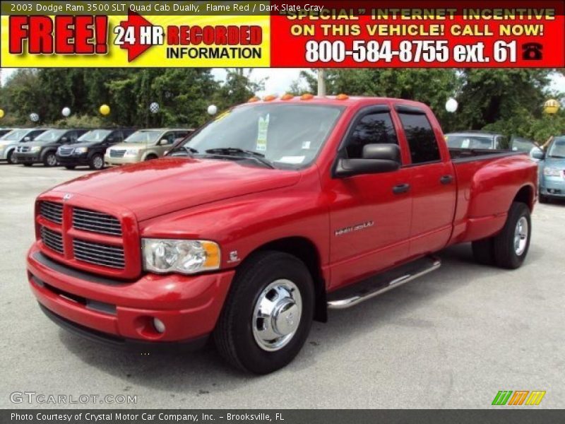 Flame Red / Dark Slate Gray 2003 Dodge Ram 3500 SLT Quad Cab Dually
