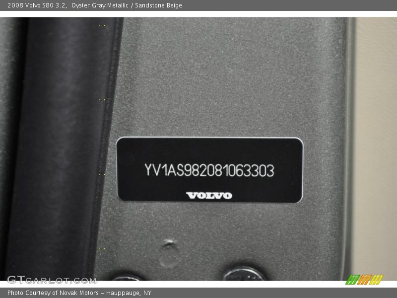 Oyster Gray Metallic / Sandstone Beige 2008 Volvo S80 3.2