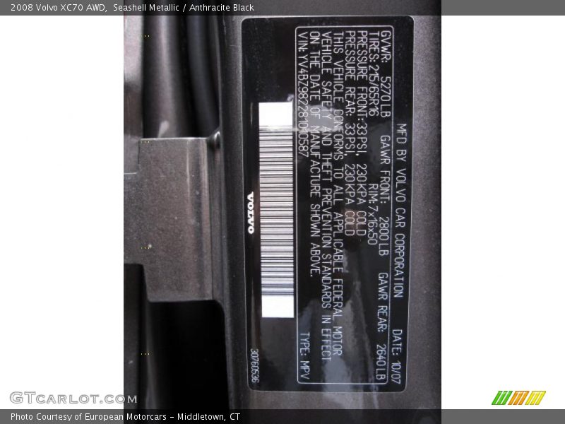 Seashell Metallic / Anthracite Black 2008 Volvo XC70 AWD