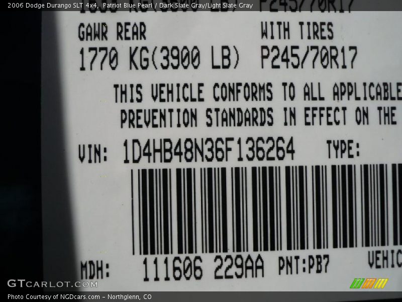 Patriot Blue Pearl / Dark Slate Gray/Light Slate Gray 2006 Dodge Durango SLT 4x4