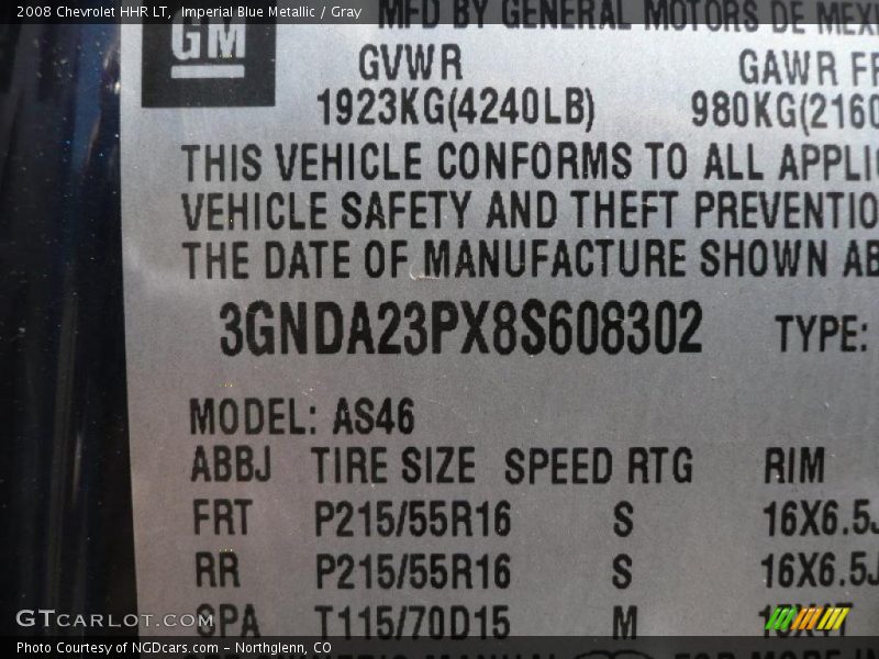Imperial Blue Metallic / Gray 2008 Chevrolet HHR LT