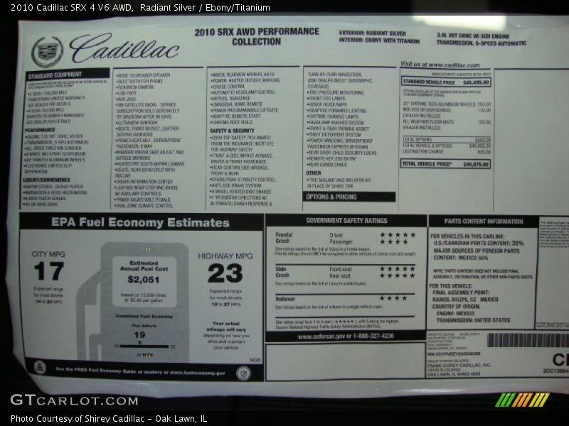 Radiant Silver / Ebony/Titanium 2010 Cadillac SRX 4 V6 AWD