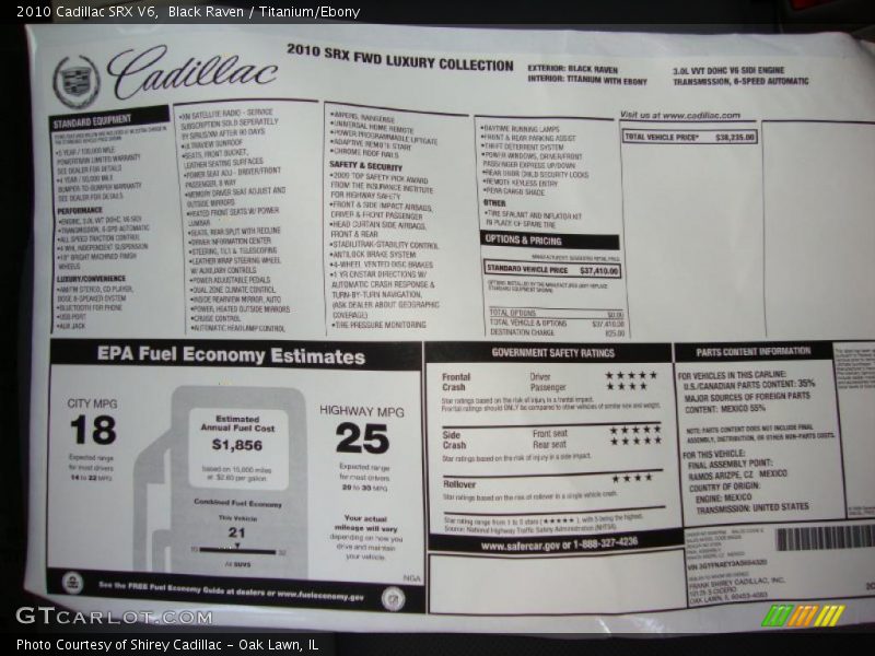 Black Raven / Titanium/Ebony 2010 Cadillac SRX V6