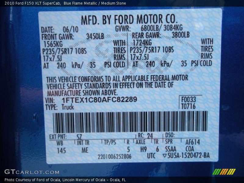 Blue Flame Metallic / Medium Stone 2010 Ford F150 XLT SuperCab