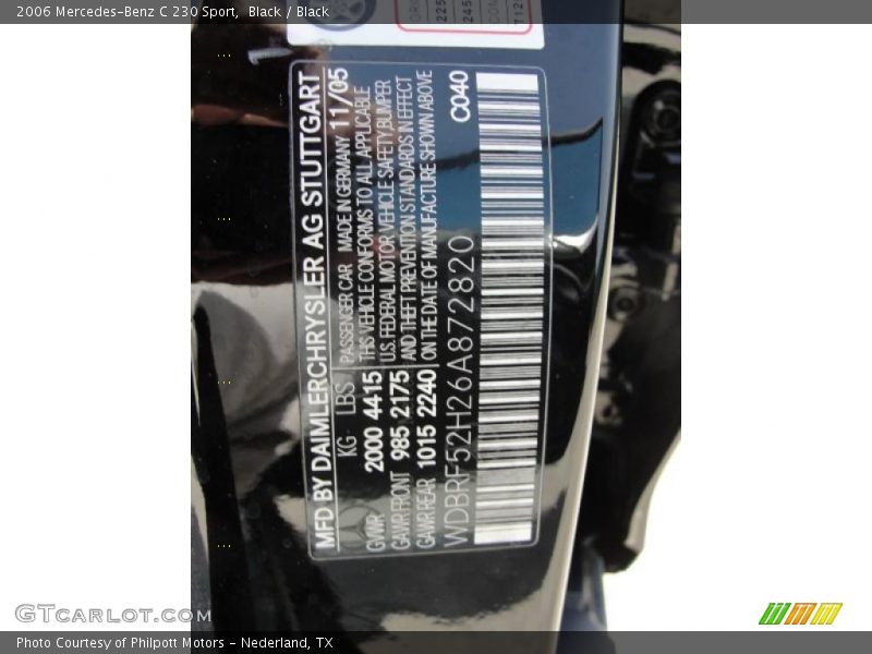 Black / Black 2006 Mercedes-Benz C 230 Sport