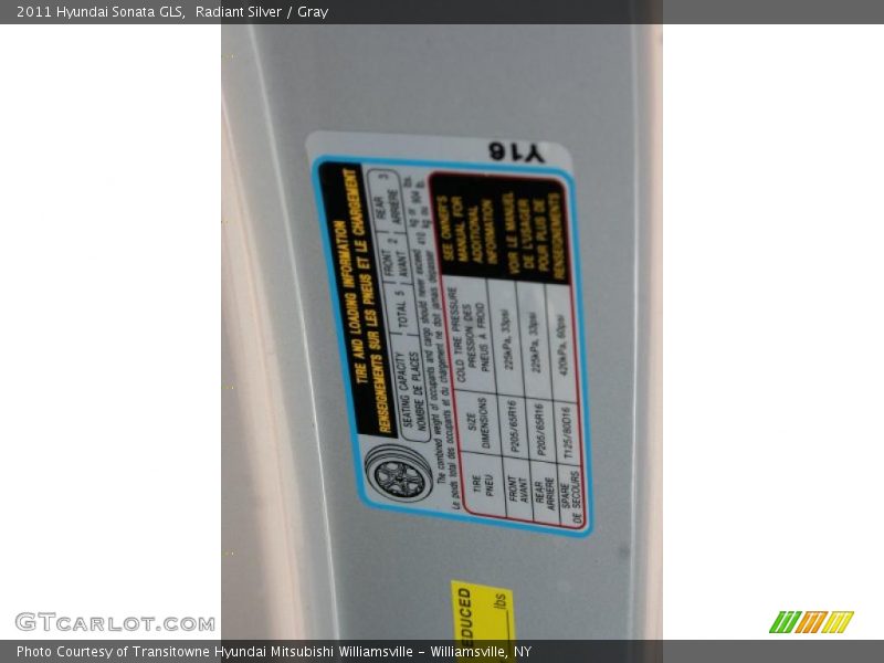 Radiant Silver / Gray 2011 Hyundai Sonata GLS