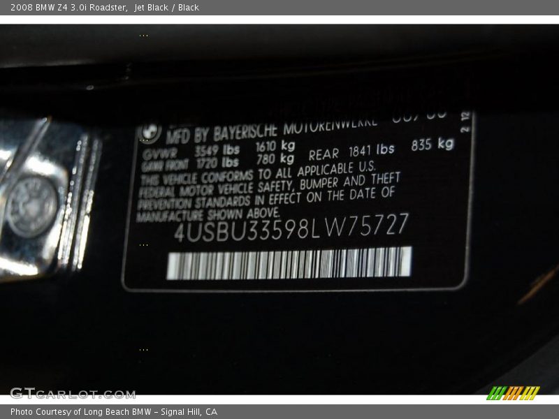 Jet Black / Black 2008 BMW Z4 3.0i Roadster