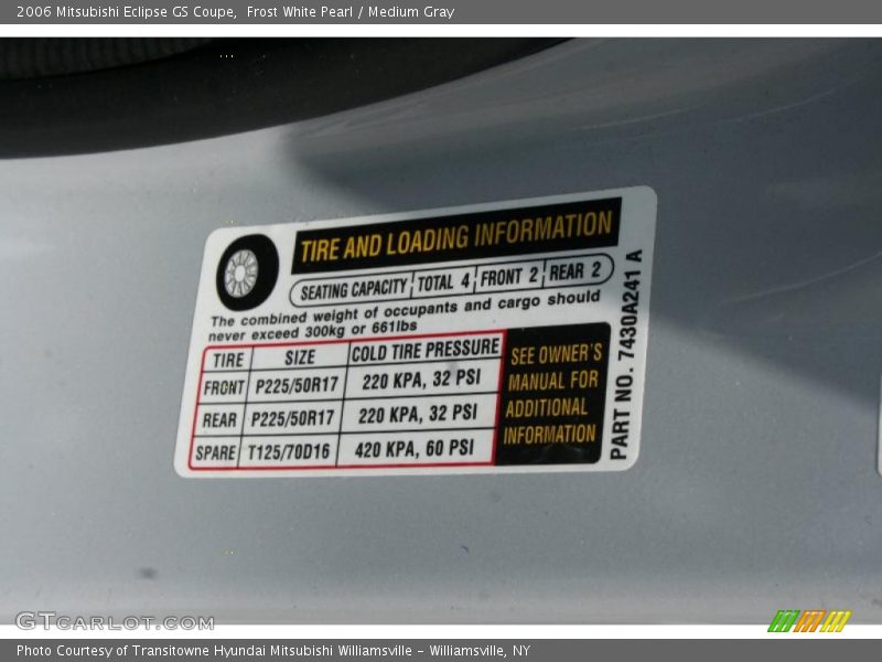 Frost White Pearl / Medium Gray 2006 Mitsubishi Eclipse GS Coupe