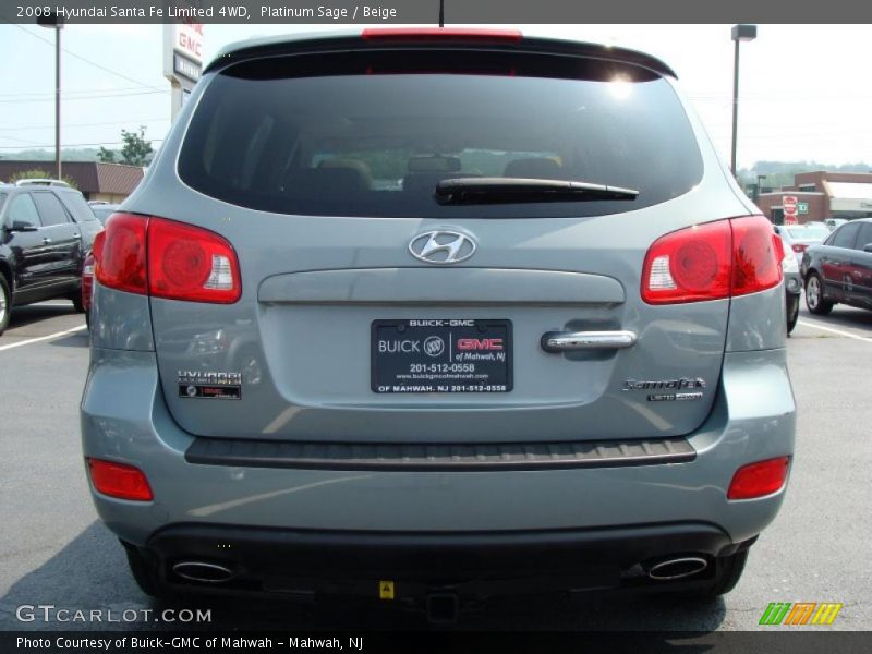 Platinum Sage / Beige 2008 Hyundai Santa Fe Limited 4WD