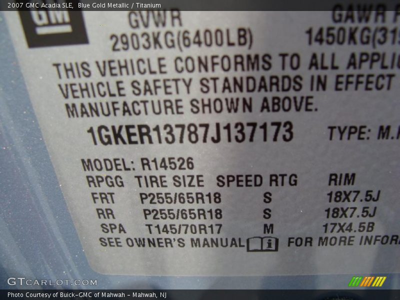 Blue Gold Metallic / Titanium 2007 GMC Acadia SLE