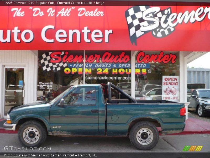 Emerald Green Metallic / Beige 1996 Chevrolet S10 Regular Cab