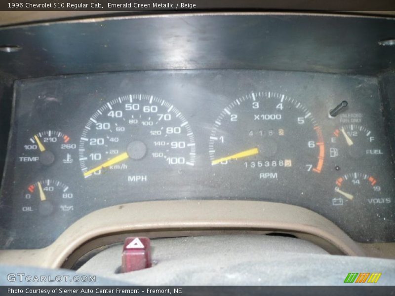 Emerald Green Metallic / Beige 1996 Chevrolet S10 Regular Cab