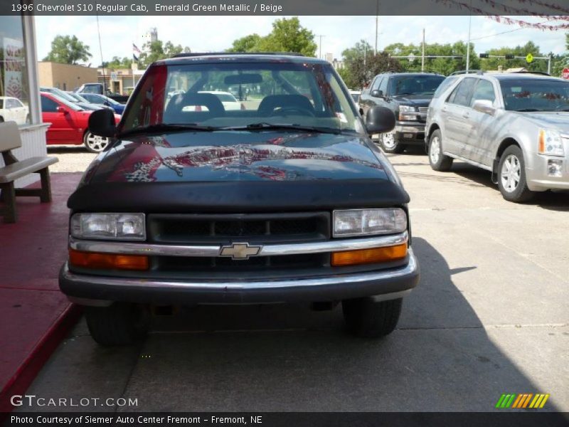 Emerald Green Metallic / Beige 1996 Chevrolet S10 Regular Cab